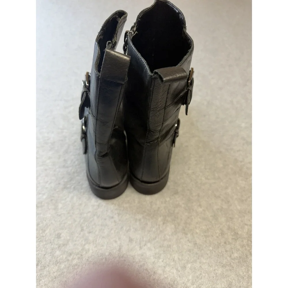 Enzo Angiolini Womens Boots Moto Combat Easaharia Black Leather Size 6.5 M